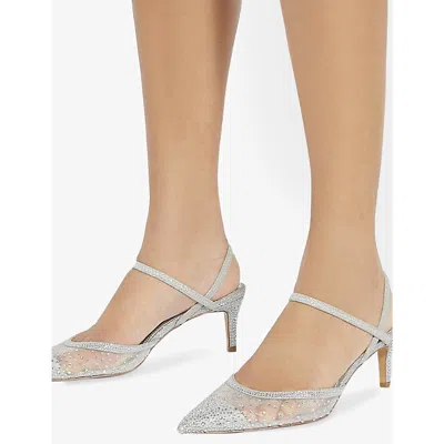 Dune Womens  Charismatic Rhinestone-embellished Mesh Slingback Courts In Silver Synthetic