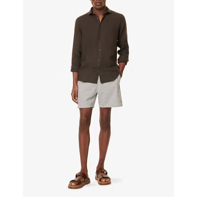 Polo Ralph Lauren Mens Traveler Striped Swim Shorts New Olive Seersucker