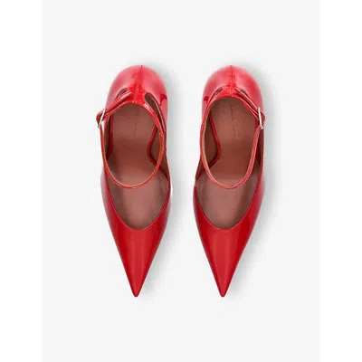 Amina Muaddi 105mm Anok Ankle-strap Pumps In Red