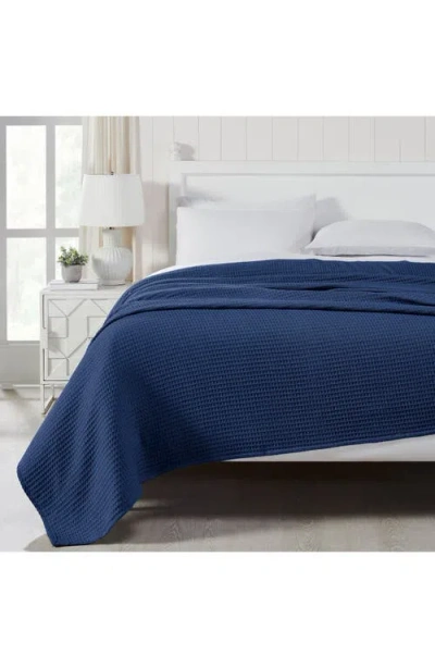 Modern Threads Cotton Waffle Blanket In Navy