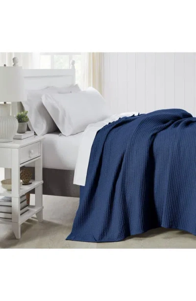 Modern Threads Cotton Waffle Blanket In Navy