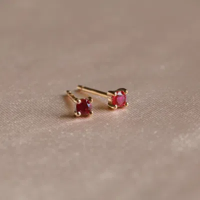 Astrid &amp; Miyu July Ruby Cz Birthstone Stud Earrings In Gold | Jewellery By  | M