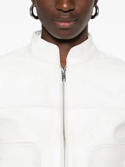 R13 Cracked-effect Jacket In White
