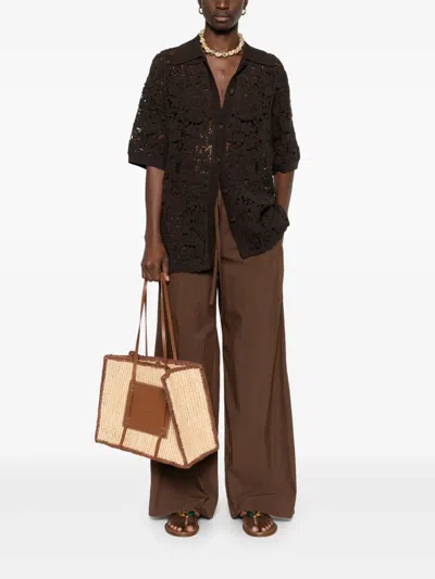 P.a.r.o.s.h Poplin Trousers In Brown