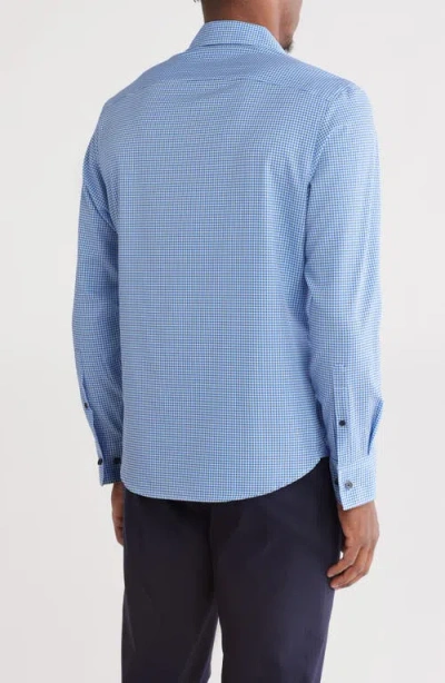 Construct Gingham Long Sleeve Button Front Shirt In Blue