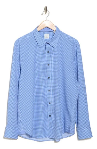 Construct Gingham Long Sleeve Button Front Shirt In Blue
