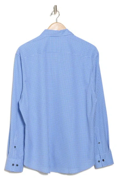 Construct Gingham Long Sleeve Button Front Shirt In Blue