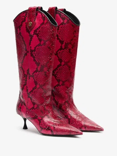 Roberto Cavalli Boots With Python Print In Pink