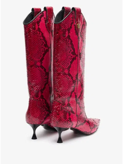 Roberto Cavalli Boots With Python Print In Pink