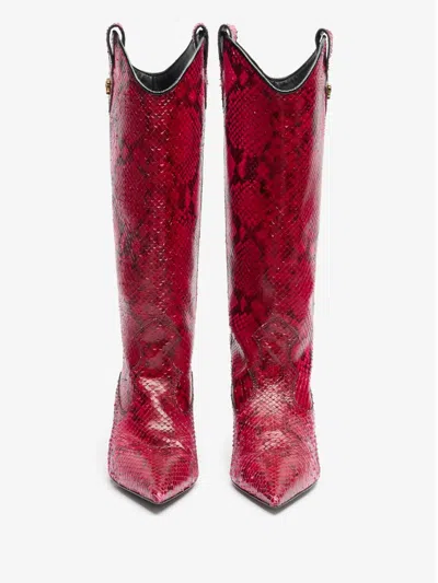 Roberto Cavalli Boots With Python Print In Pink