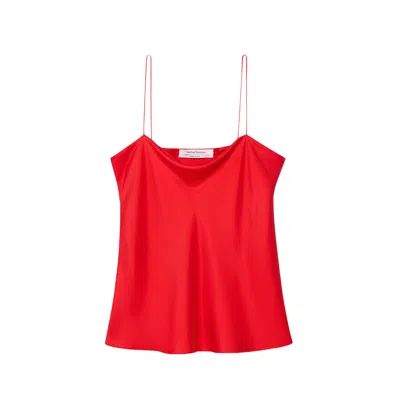 Another Tomorrow Silk Camisole Top In Red