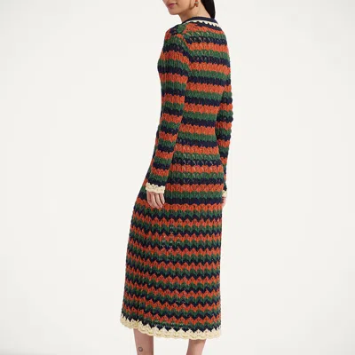La Doublej Perry Knit Midi Dress In Multicolor Rust & Military