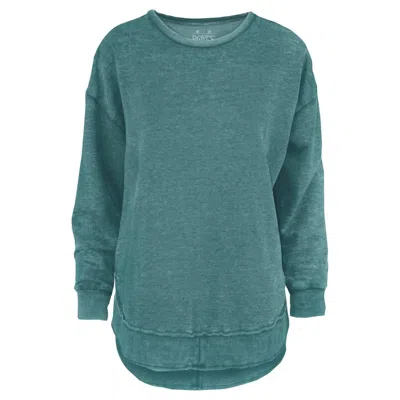 Royce Brand Melange Hi-low Ls Poncho Fleece In Emerald In Gold