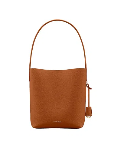 Maison De Sabre Drawstring Leather Bucket Bag In Pecan Nude