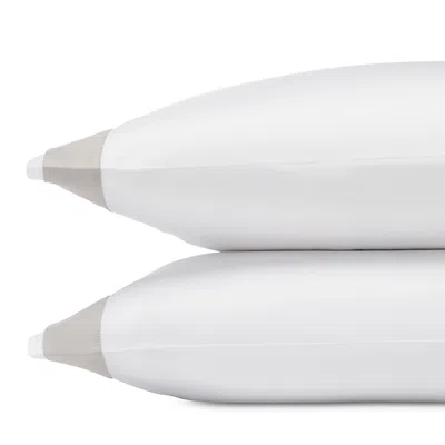 Frette Flying Sateen King Pillowcase Set - Exclusive In White/grey Cliff
