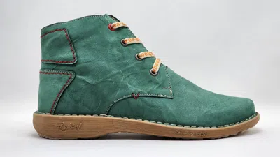 Kcr Group Women's Old-fashioned Zip-up Leather Boots In Green In Green