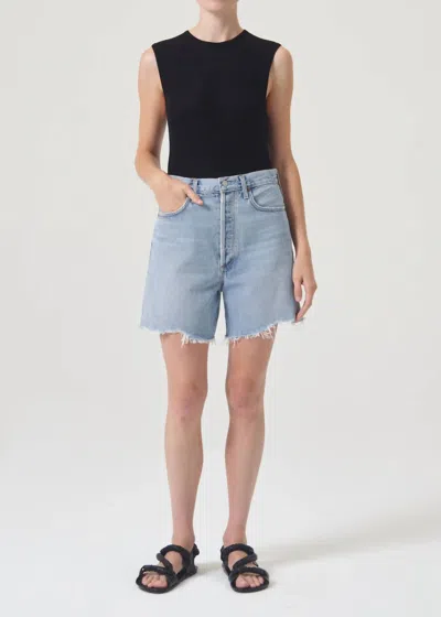 Agolde Parker High Waist Cutoff Denim Shorts In Multi