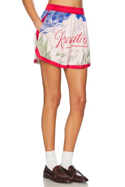 Bode Postcard Gym Short In Pink Multi