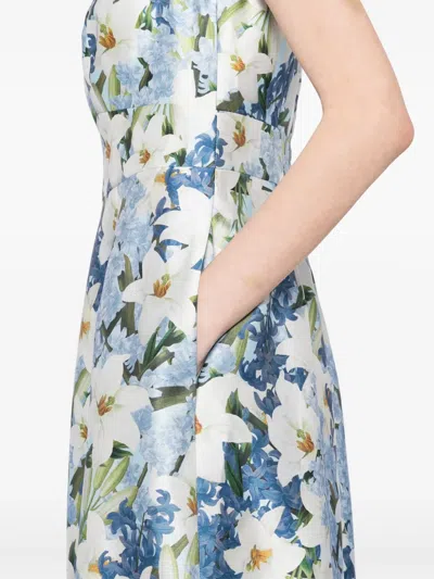 Sachin & Babi Rori Tiered Floral-print Mikado Gown In Sky Blue Star Lillies