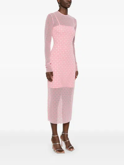 Givenchy Dress In Monogram 72 Tulle In Skin Rose