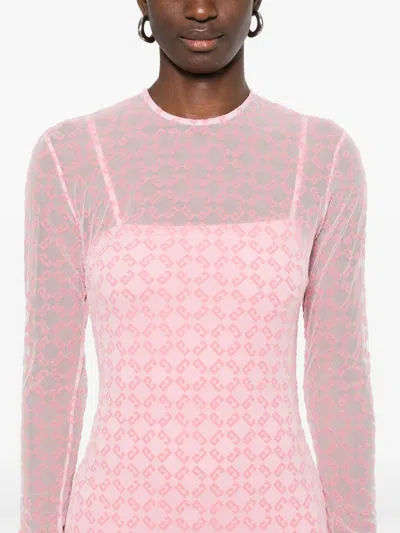 Givenchy Dress In Monogram 72 Tulle In Skin Rose