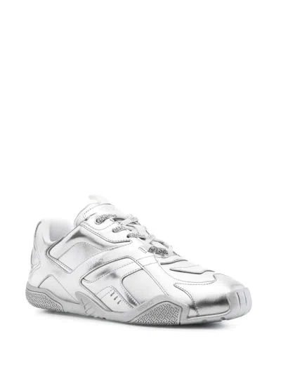 Versace Galaxia Metallic Low-top Sneakers In Silver