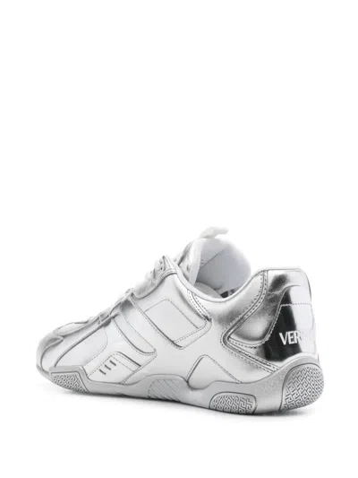 Versace Galaxia Metallic Low-top Sneakers In Silver