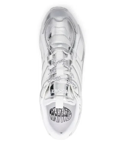 Versace Galaxia Metallic Low-top Sneakers In Silver