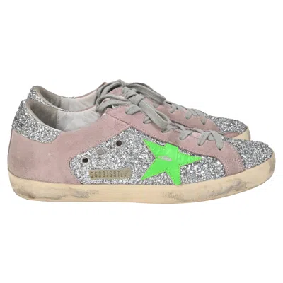 Golden Goose Superstar Glittered Sneakers In Silver Leather And Suede In Silver