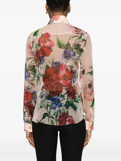 Dolce & Gabbana Floral-print Silk Shirt In Multicolor