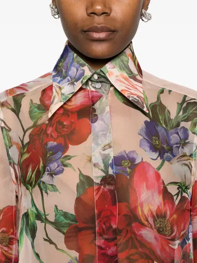 Dolce & Gabbana Floral-print Silk Shirt In Multicolor