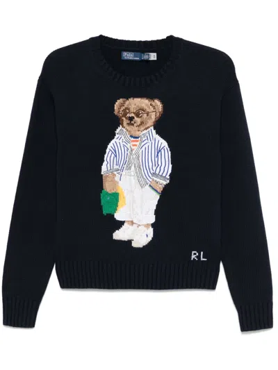 Polo Ralph Lauren Blue Cotton Polo Bear Sweater