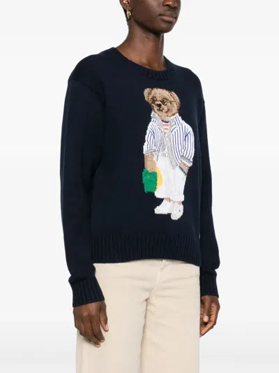 Polo Ralph Lauren Blue Cotton Polo Bear Sweater