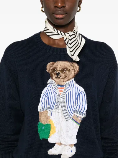 Polo Ralph Lauren Blue Cotton Polo Bear Sweater