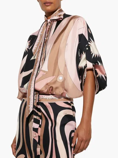 Pucci Geometric Print Silk Dress In Schwarz