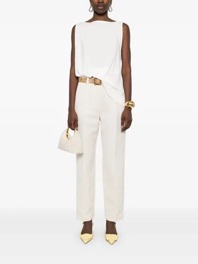 Jacquemus White Slim Fit Pant In Beige