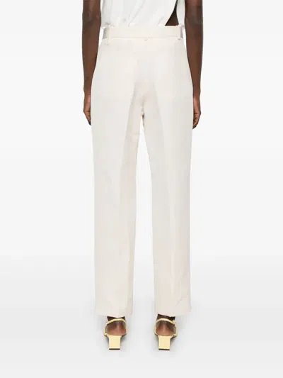 Jacquemus White Slim Fit Pant In Beige