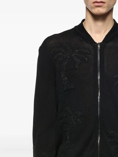 Laneus Palm Tree-embroidered Jacket In Schwarz