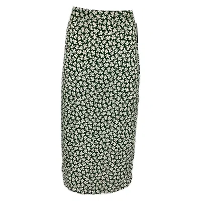 Reformation Floral Printed Slit Midi Skirt In Green Viscose In Green