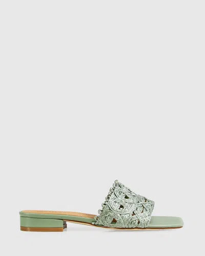 Belle & Bloom Can't Quit You Raffia Slide In Green