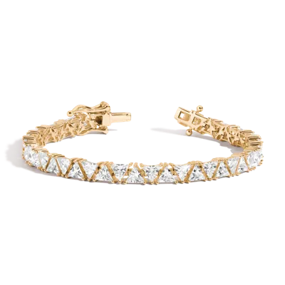 Aurate New York Lab Grown White Sapphire Trillion Tennis Bracelet In Yellow