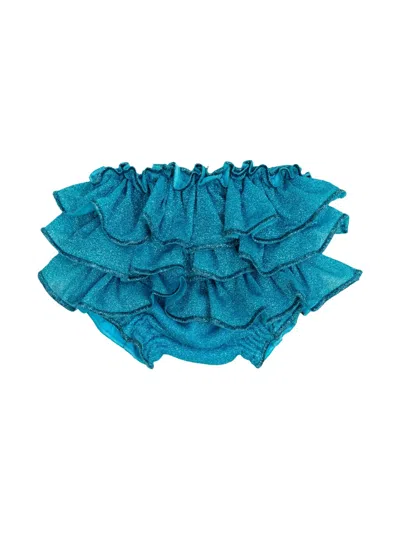 Oseree Ruffled Bikini Bottom In Blue