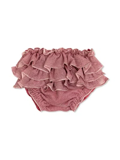 Oseree Ruffled Bikini Bottom In Pink