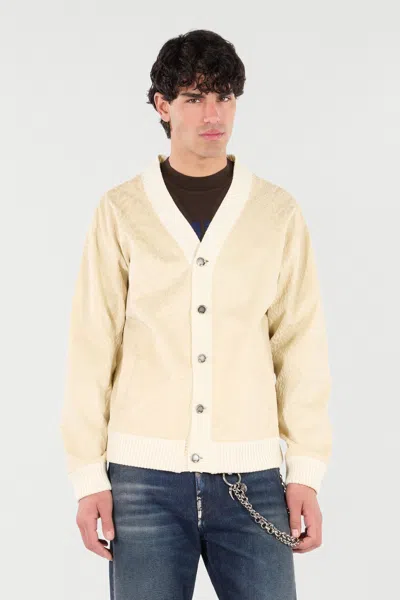 Roberto Cavalli Python-print Cardigan-style Sweatshirt In Light Beige