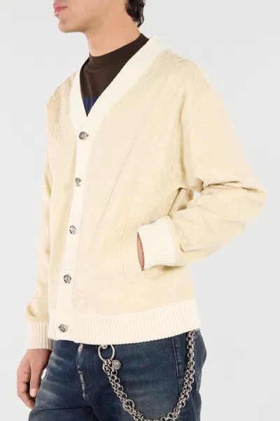 Roberto Cavalli Python-print Cardigan-style Sweatshirt In Light Beige