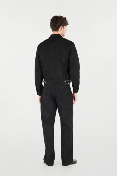 Roberto Cavalli Python-print Denim Jacket In Black