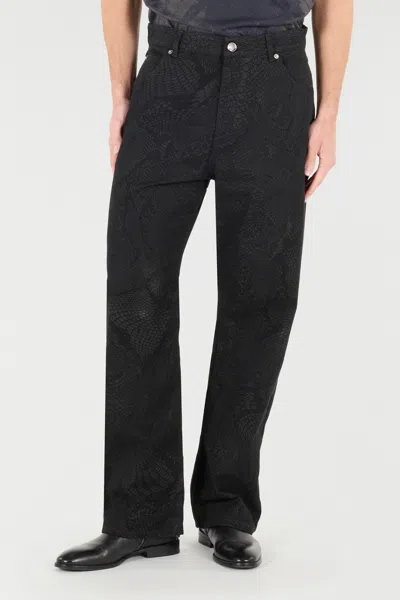 Roberto Cavalli Python-print Trousers In Black