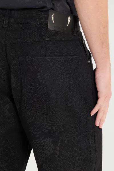Roberto Cavalli Python-print Trousers In Black