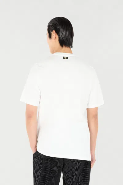 Roberto Cavalli T-shirt With Logo And Mini Studs In White