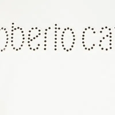 Roberto Cavalli T-shirt With Logo And Mini Studs In White